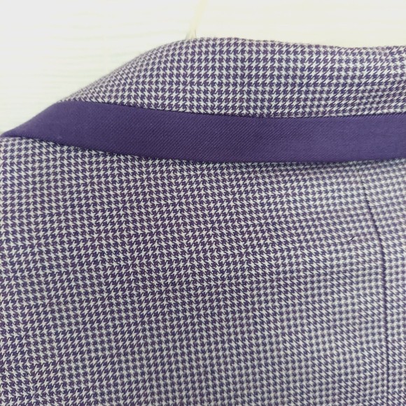 EJ Samuel Blazer Medium Funky Suit Jacket Sport Coat Purple Check - Picture 7 of 11